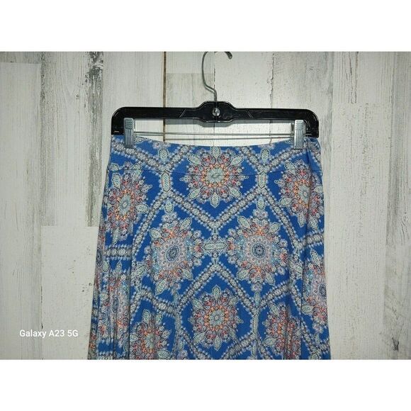 Renee C Stitch Fix Mini Skirt Medium Blue Boho Bohemian Flare - Picture 3 of 6